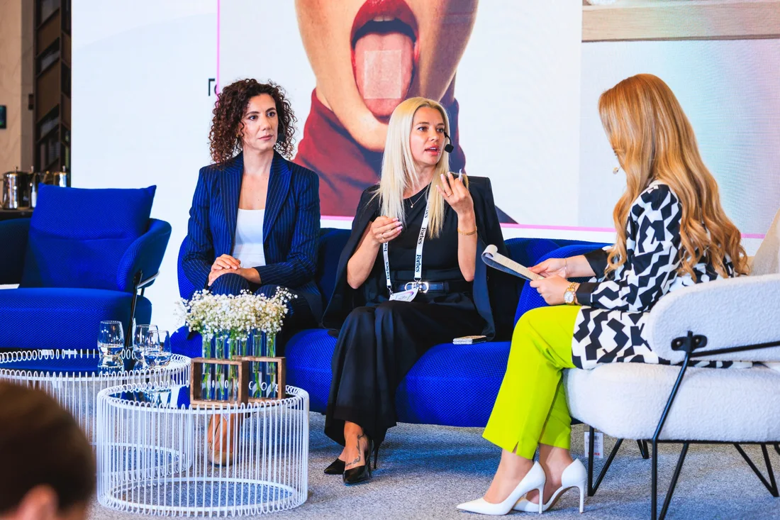 Elina Ivanova-Atanassov speaking on the Forbes panel